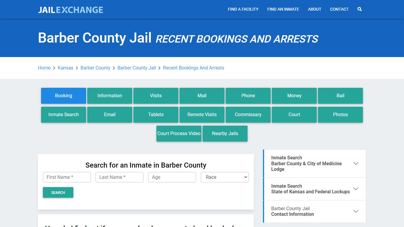 Barber County Jail Recent Bookings And Arrests - Jail Exchange