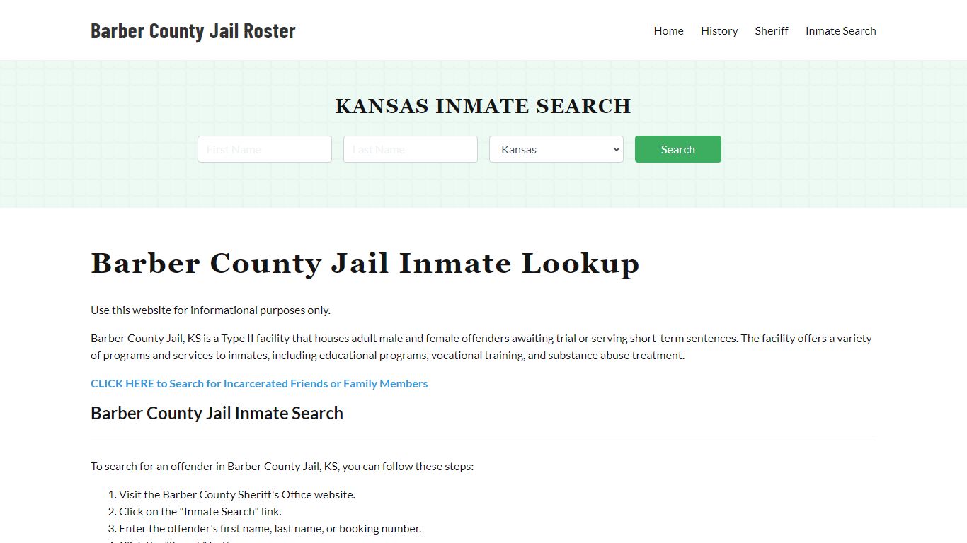 Barber County Jail Roster Lookup, KS, Inmate Search