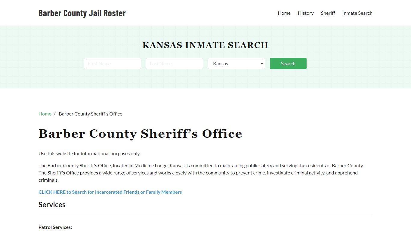 Barber County Sheriff Office, KS, Arrest Warrants Search